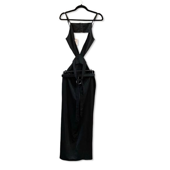 Superdown Stacie Black Cut Out maxi dress Slit Gown plunge Revolve NWT L - Picture 7 of 10